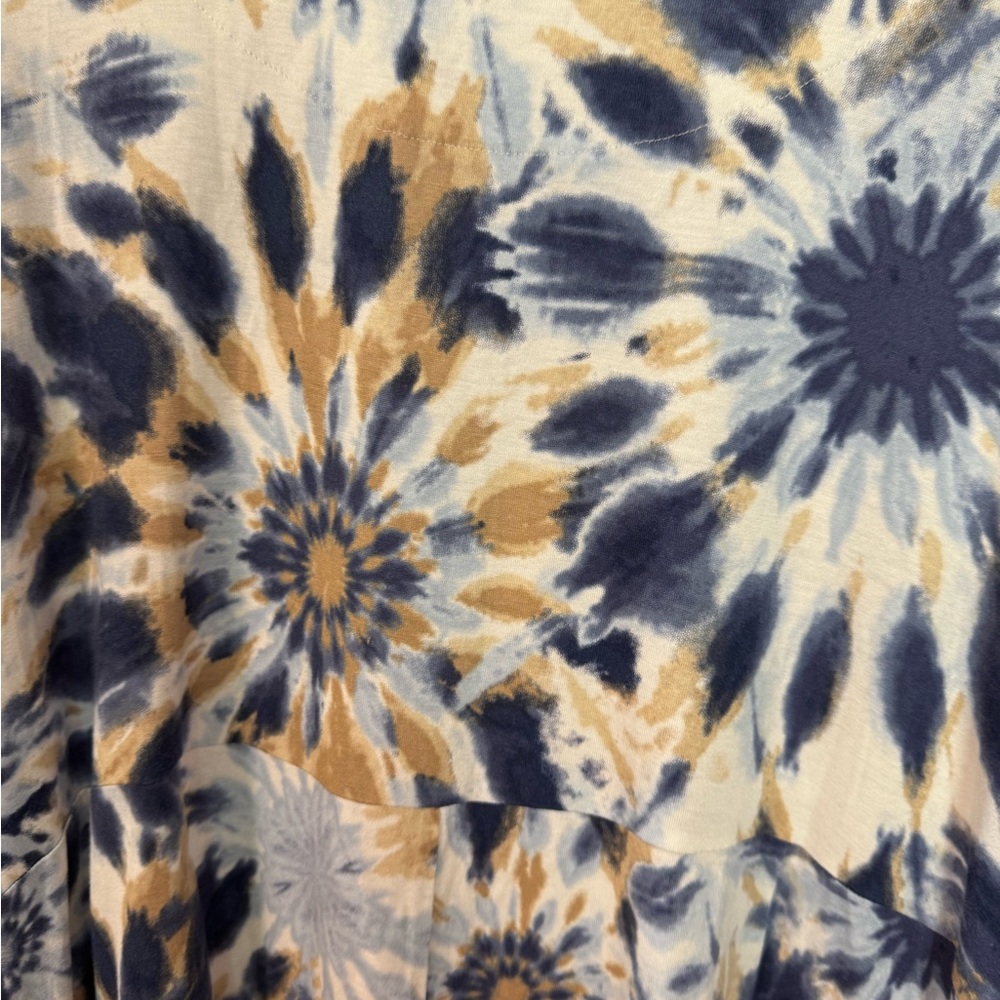 Ruby Rd. Blue & Gold Tie Dye Sharkbite Hem Tunic Top Size XL NWOT - Picture 7 of 7